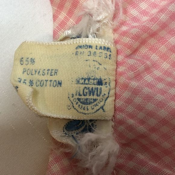 Vintage Eve Stillman Gingham Nightgown Large Sleeveless Pink Knit Applique - Picture 4 of 12